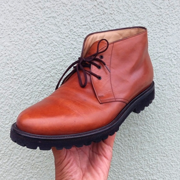 FACONNABLE Men's Genuine Leather Brown Chukka Boots (Italy) # 6610 - Picture 1 of 17